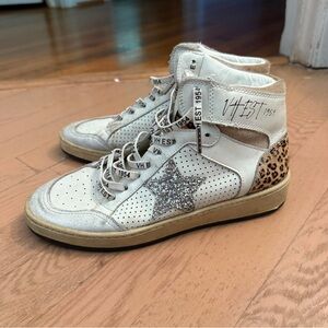 Vintage Havana White and Leopard Glitter Star Sneakers